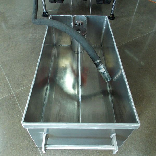 Our standard recirculation mud tub for wet drilling is made from lightweight, durable 6061 aluminum
