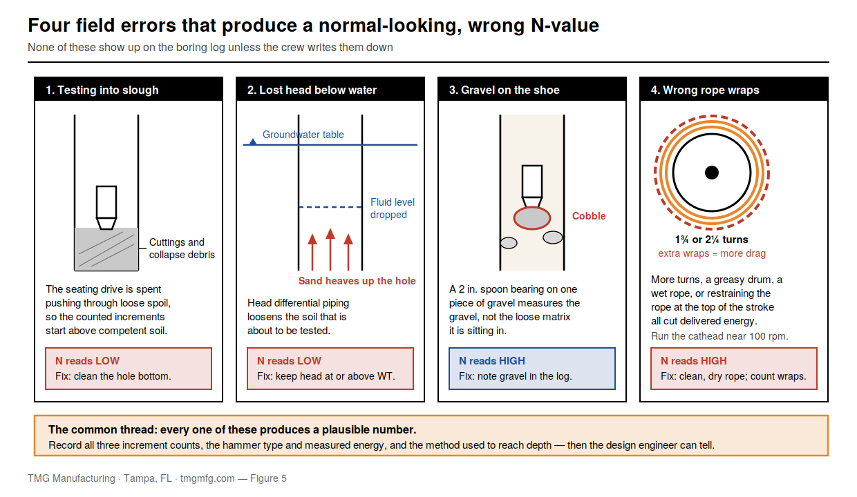 Four SPT field errors that produce a wrong N-value