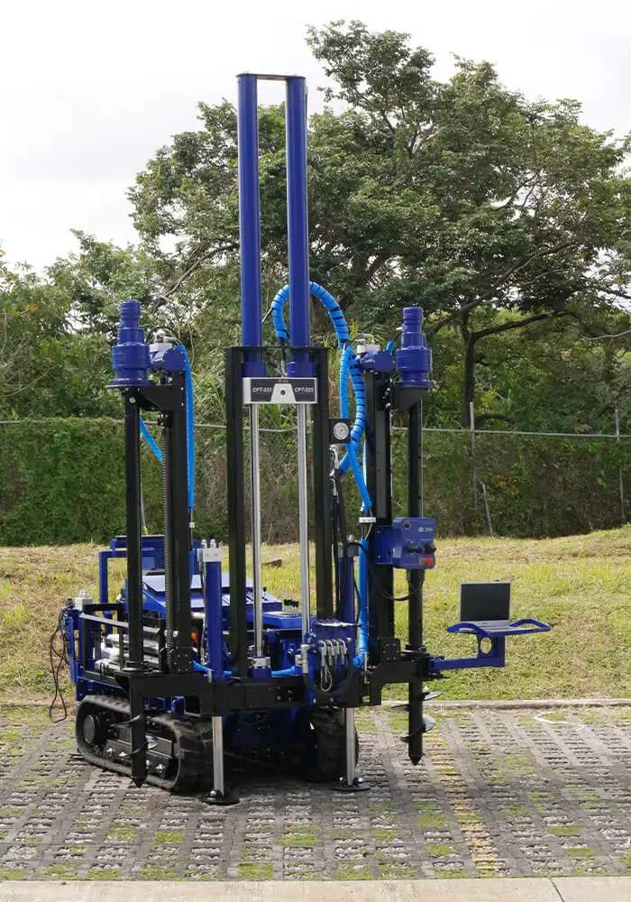 TMG CPT-223 CPT and DMT test rig ready for a geotechnical soil investigation