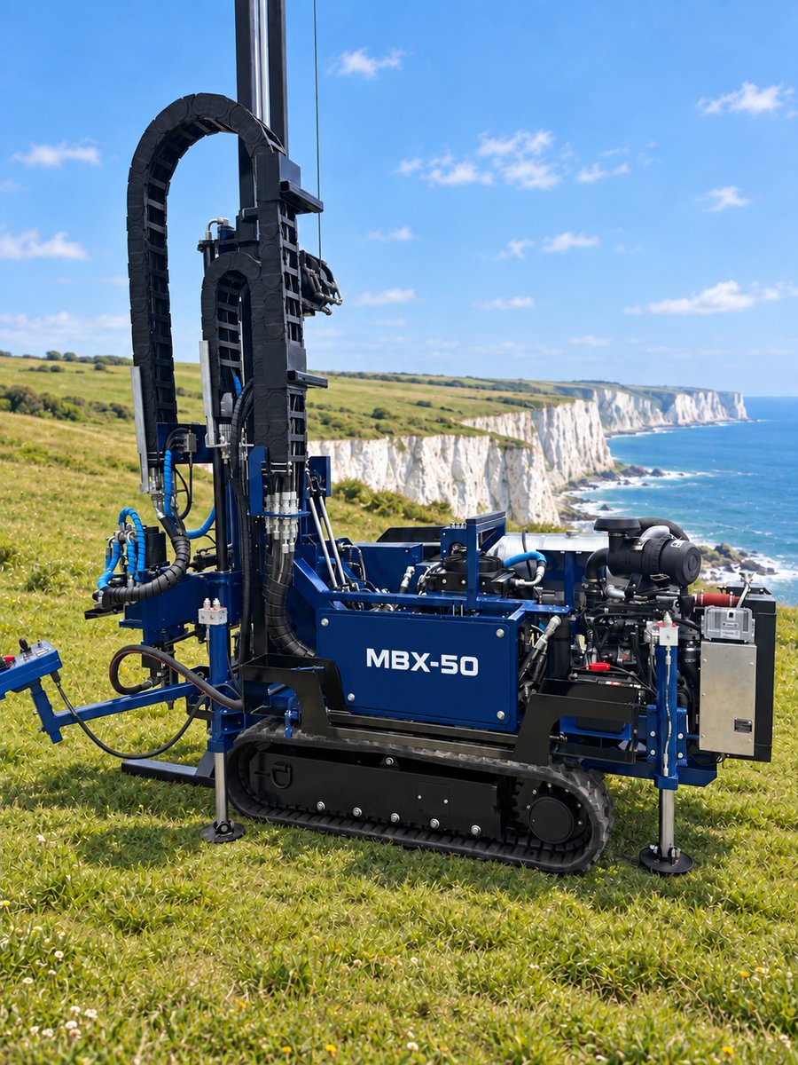 MBX-50 track mounted compact geotechnical drill rig with 52 hp diesel engine