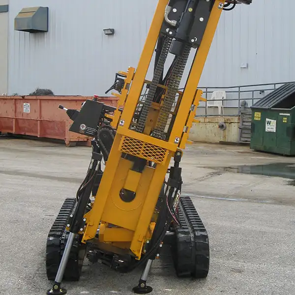 The CGR-174U Drill Rig can tilt and also rotate its mast.