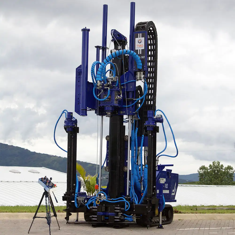 Front view of the CSR-174 a drill rig for soil investigation using SPT, CPT, wireline coring and rotary drilling.